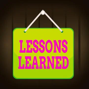 Writing note showing Lessons Learned. Business photo showcasing the knowledge or Illustrazione stock