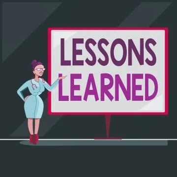Writing note showing Lessons Learned. Business photo showcasing the knowledge or Stock Illustration