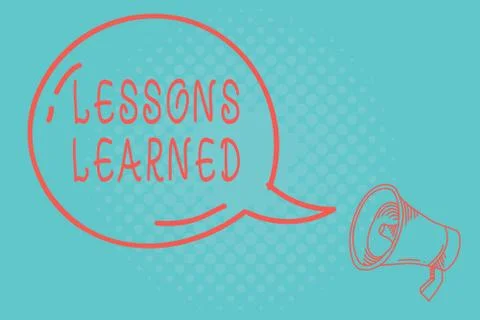 Writing note showing Lessons Learned. Business photo showcasing experiences Illustrazione stock