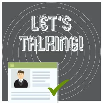 Writing note showing Let S Is Talking. Business photo showcasing to discuss s Stock Illustration