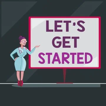 Writing note showing Let S Is Get Started. Business photo showcasing to begin Stock Illustration