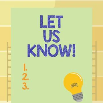 Writing note showing Let Us Know. Business photo showcasing Inform about a イラスト素材
