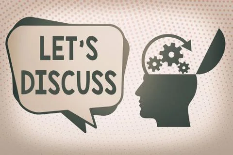 Writing note showing Lets Discuss. Business photo showcasing to talk about Stock Illustration