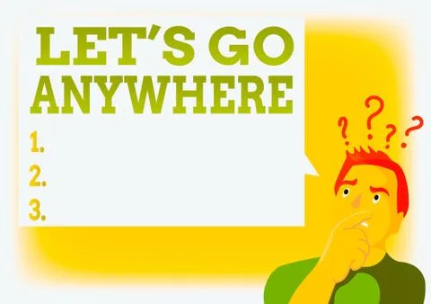 Writing note showing Lets Go Anywhere. Business photo showcasing visit new Stock Illustration