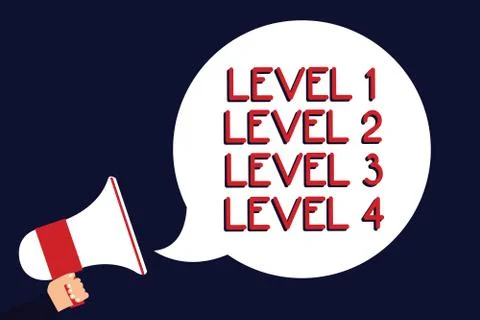 Writing note showing Level 1 Level 2 Level 3 Level 4. Business photo showcasing Stock Illustration