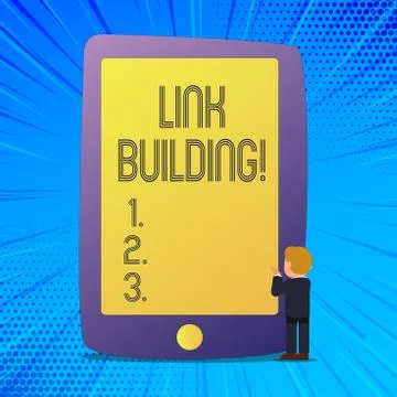 Writing note showing Link Building. Business photo showcasing Process of Stock-Illustration