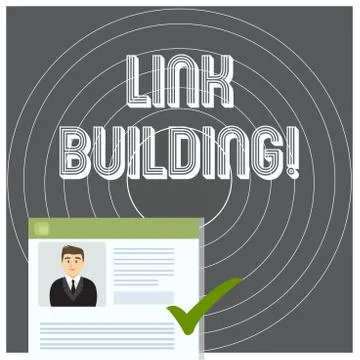 Writing note showing Link Building. Business photo showcasing process of acqu 스톡 일러스트