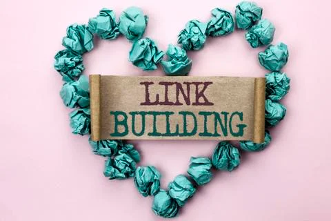 Writing note showing  Link Building. Business photo showcasing Process of acq Fotos de archivo