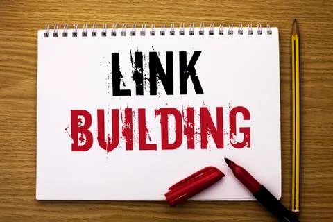Writing note showing  Link Building. Business photo showcasing Process of acq Fotos de archivo