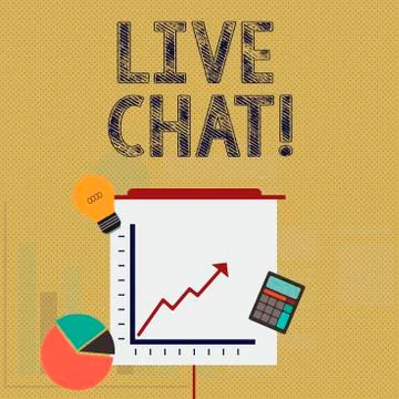 Writing note showing Live Chat. Business photo showcasing Conversation on the 库存插图