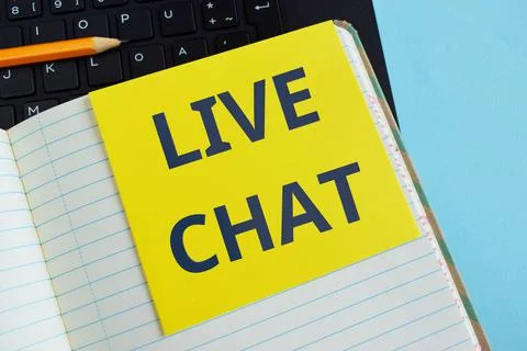 Writing note showing Live Chat. Business photo showcasing talking with friend Stock Photos