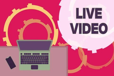Writing note showing Live Video. Business photo showcasing broadcast a live Stockillustratie