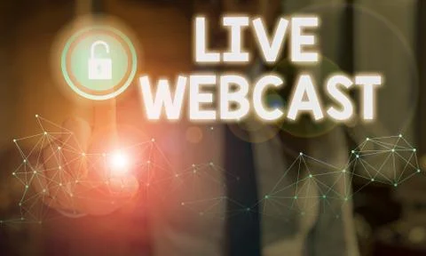 Writing note showing Live Webcast. Business photo showcasing the process of 스톡 사진