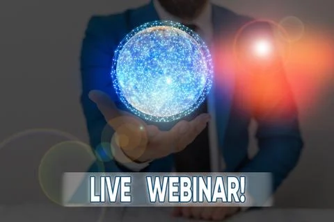 Writing note showing Live Webinar. Business photo showcasing presentation 写真素材