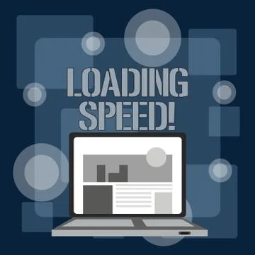 Writing note showing Loading Speed. Business photo showcasing time takes to Illustrazione stock