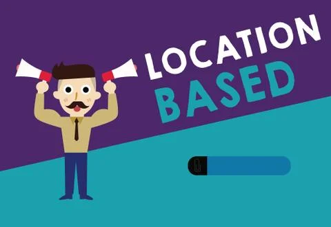 Writing note showing Location Based. Business photo showcasing Mobile marketing 스톡 일러스트