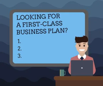 Writing note showing Looking For A First Class Business Plan. Business photo Stock Illustration