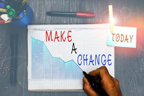 Writing note showing Make A Change. Business photo showcasing Create a Foto stock