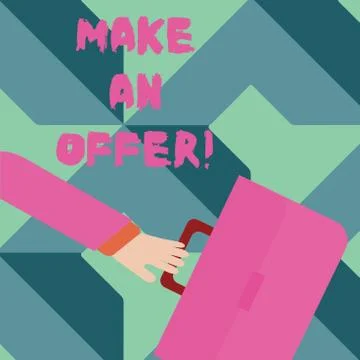 Writing note showing Make An Offer. Business photo showcasing one will pay sp イラスト素材