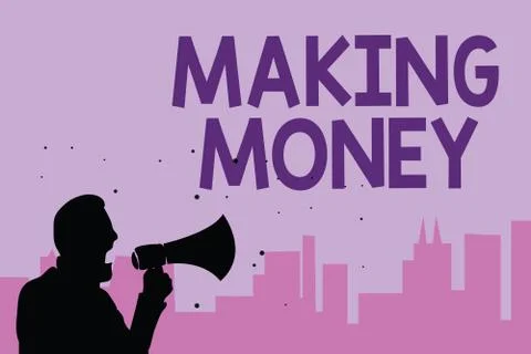 Writing note showing Making Money. Business photo showcasing Giving the Stock Illustration