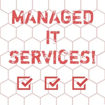Writing note showing Managed It Services. Business photo showcasing assumes Stock Illustration