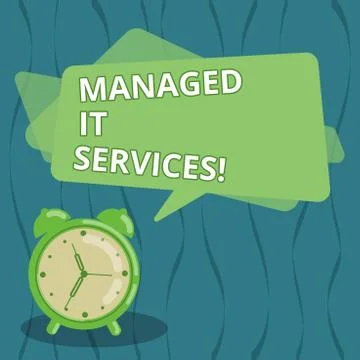 Writing note showing Managed It Services. Business photo showcasing assumes Illustrazione stock