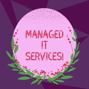 Writing note showing Managed It Services. Business photo showcasing assumes Illustrazione stock