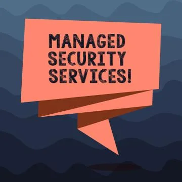 Writing note showing Managed Security Services. Business photo showcasing Stock Illustration