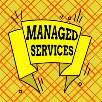 Writing note showing Managed Services. Business photo showcasing company that Stock Illustration