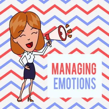 Writing note showing Managing Emotions. Business photo showcasing Controlling Stock Illustration