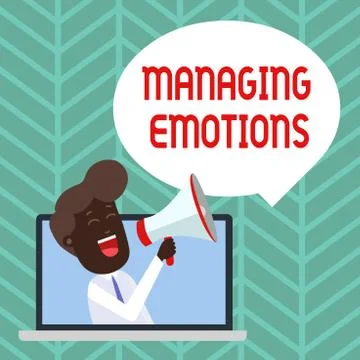 Writing note showing Managing Emotions. Business photo showcasing Controlling Stock Illustration