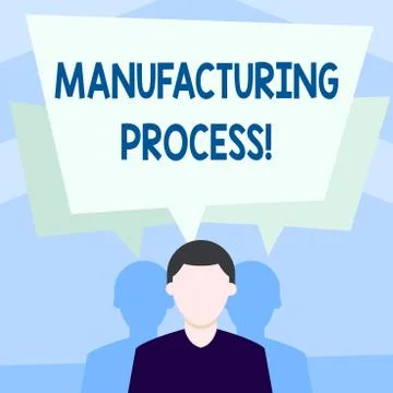 Writing note showing Manufacturing Process. Business photo showcasing steps Illustrazione stock