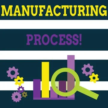 Writing note showing Manufacturing Process. Business photo showcasing steps Illustrazione stock