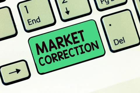 Writing note showing Market Correction. Business photo showcasing When prices Illustration