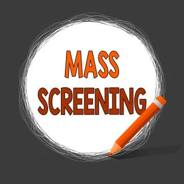 Writing note showing Mass Screening. Business photo showcasing health evaluation Illustrazione stock