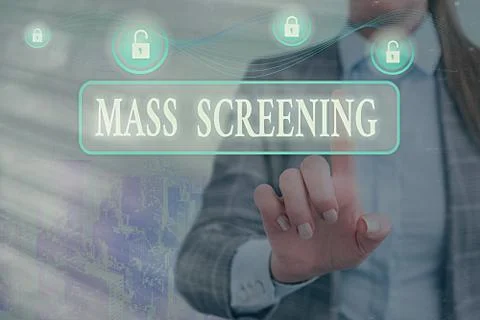 Writing note showing Mass Screening. Business photo showcasing health evaluation 库存照片