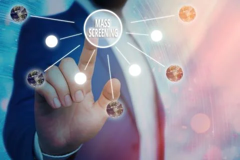 Writing note showing Mass Screening. Business photo showcasing health evaluation Stock Photos