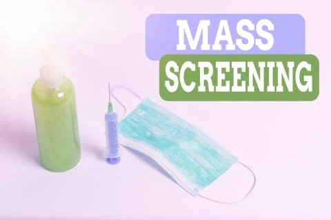 Writing note showing Mass Screening. Business photo showcasing health evaluation Stock Photos