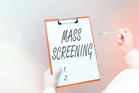 Writing note showing Mass Screening. Business photo showcasing health evaluation 库存照片