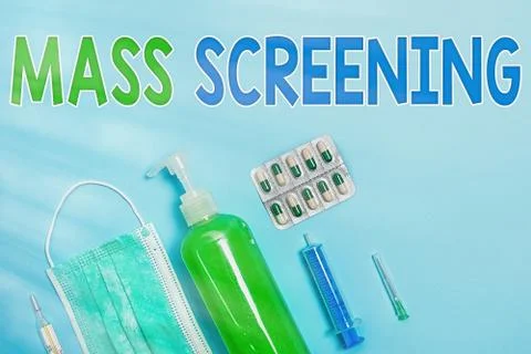 Writing note showing Mass Screening. Business photo showcasing health evaluation Stock Photos