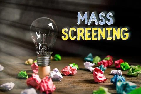Writing note showing Mass Screening. Business photo showcasing health evaluation Stock Photos
