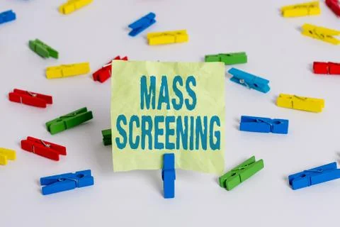 Writing note showing Mass Screening. Business photo showcasing health evaluation Stock Photos