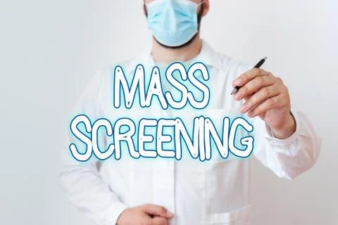 Writing note showing Mass Screening. Business photo showcasing health evaluation 库存照片
