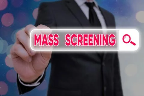 Writing note showing Mass Screening. Business photo showcasing health evaluation 库存照片