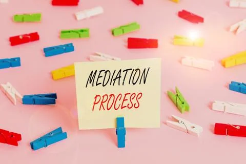 Writing note showing Mediation Process. Business photo showcasing informal and Stock Photos