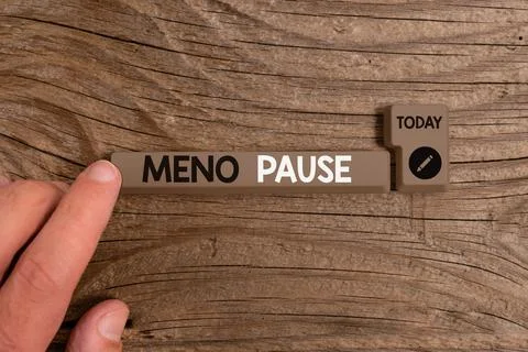 Writing note showing Meno Pause. Business photo showcasing the process through Stock Photos