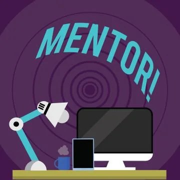 Writing note showing Mentor. Business photo showcasing Person who gives advice Stock Illustration