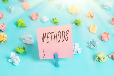 Writing note showing Methods. Business photo showcasing the particular form of Stock Photos