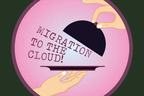 Writing note showing Migration To The Cloud. Business photo showcasing Transfer Illustrazione stock