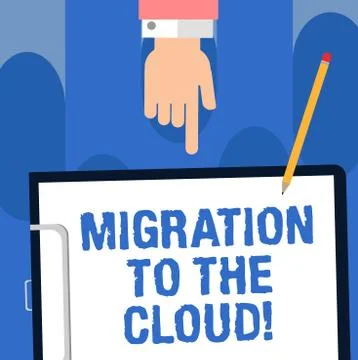 Writing note showing Migration To The Cloud. Business photo showcasing Transfer Stock Illustration